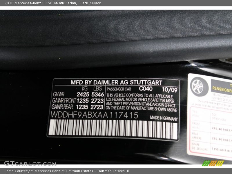 Black / Black 2010 Mercedes-Benz E 550 4Matic Sedan