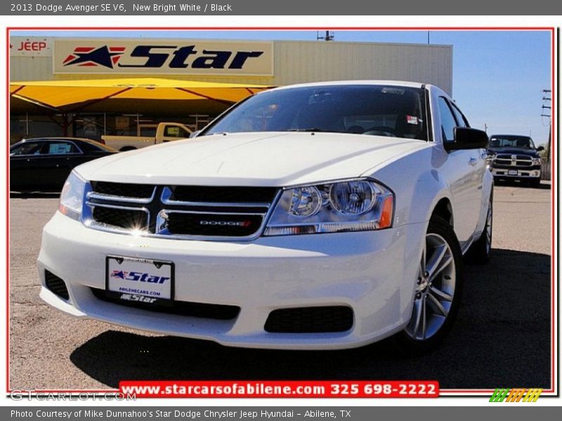 New Bright White / Black 2013 Dodge Avenger SE V6