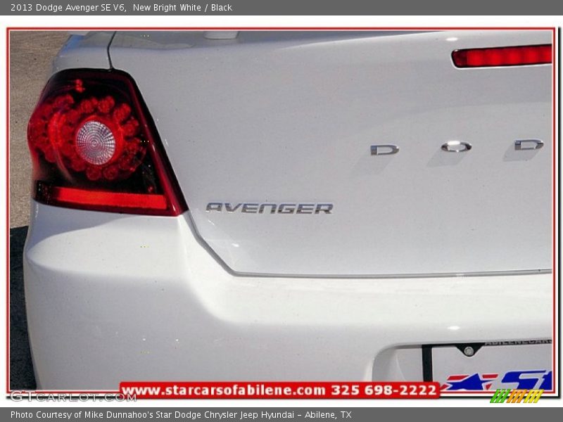 New Bright White / Black 2013 Dodge Avenger SE V6