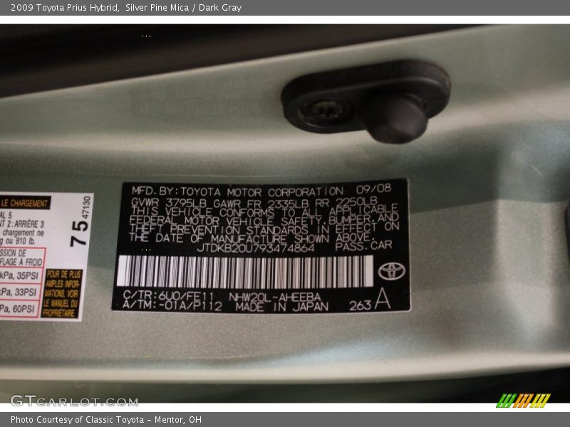 Silver Pine Mica / Dark Gray 2009 Toyota Prius Hybrid