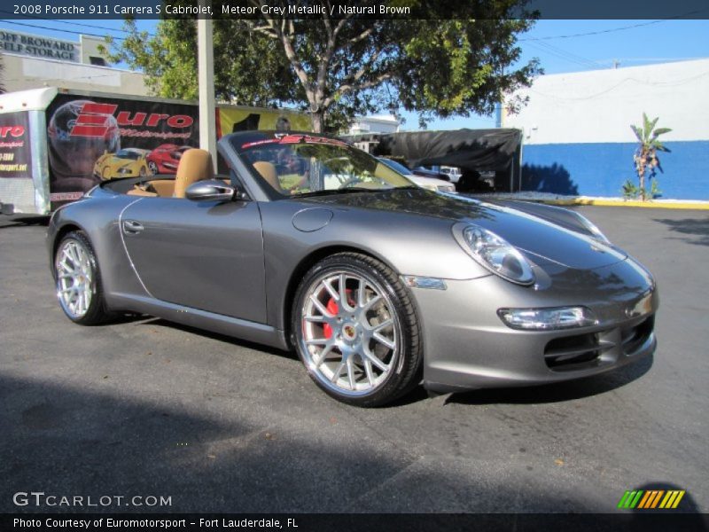 Meteor Grey Metallic / Natural Brown 2008 Porsche 911 Carrera S Cabriolet