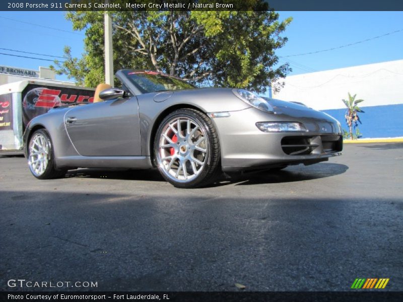 Meteor Grey Metallic / Natural Brown 2008 Porsche 911 Carrera S Cabriolet