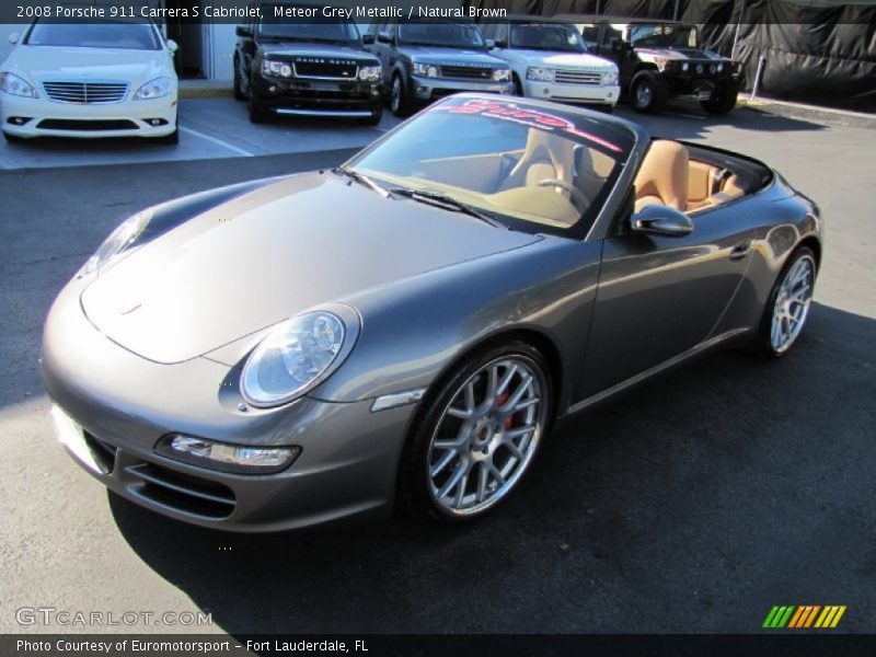 Meteor Grey Metallic / Natural Brown 2008 Porsche 911 Carrera S Cabriolet