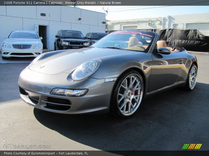 Meteor Grey Metallic / Natural Brown 2008 Porsche 911 Carrera S Cabriolet