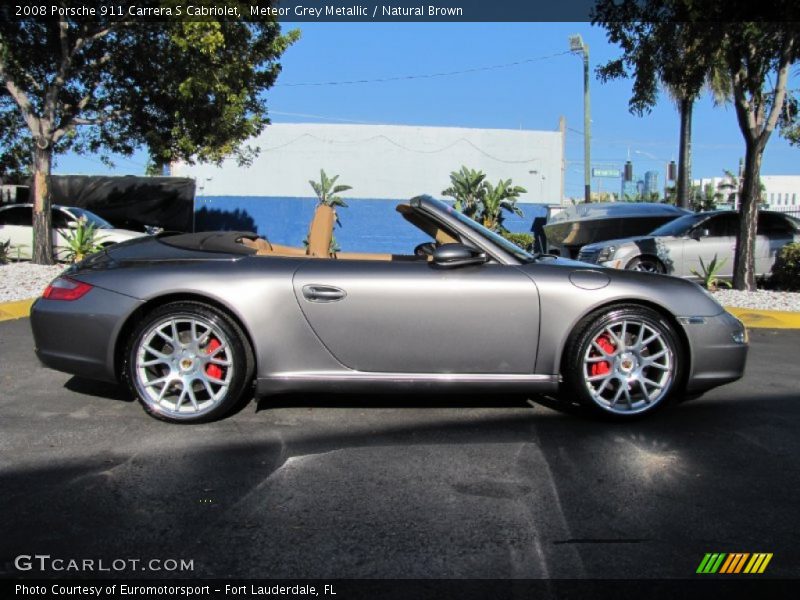 Meteor Grey Metallic / Natural Brown 2008 Porsche 911 Carrera S Cabriolet