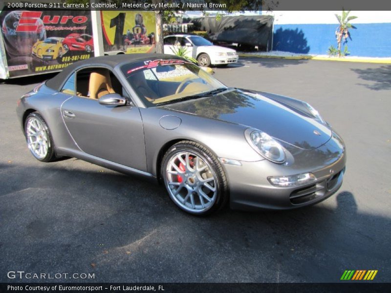 Meteor Grey Metallic / Natural Brown 2008 Porsche 911 Carrera S Cabriolet