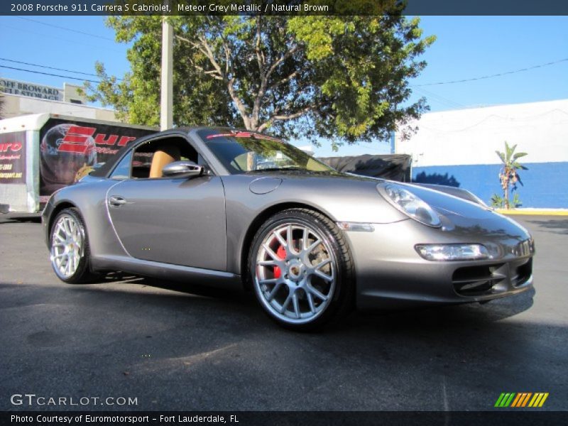 Meteor Grey Metallic / Natural Brown 2008 Porsche 911 Carrera S Cabriolet