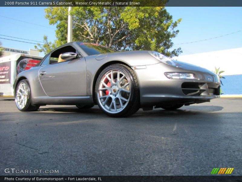 Meteor Grey Metallic / Natural Brown 2008 Porsche 911 Carrera S Cabriolet