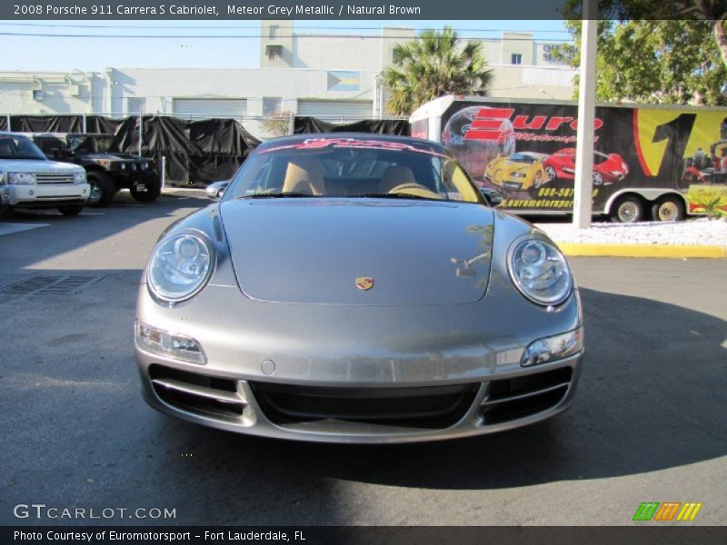 Meteor Grey Metallic / Natural Brown 2008 Porsche 911 Carrera S Cabriolet
