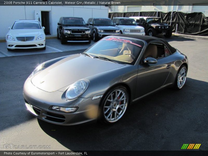 Meteor Grey Metallic / Natural Brown 2008 Porsche 911 Carrera S Cabriolet
