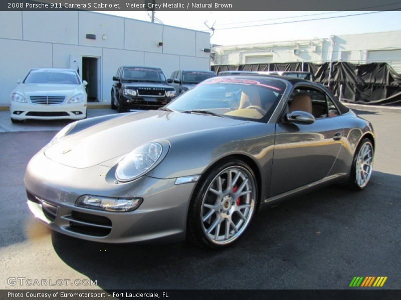 Meteor Grey Metallic / Natural Brown 2008 Porsche 911 Carrera S Cabriolet