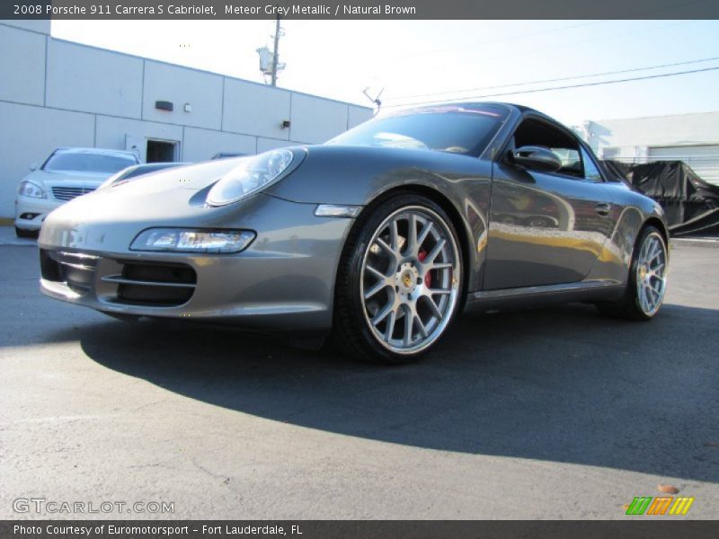 Meteor Grey Metallic / Natural Brown 2008 Porsche 911 Carrera S Cabriolet