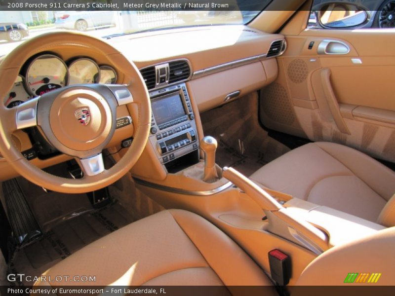 Meteor Grey Metallic / Natural Brown 2008 Porsche 911 Carrera S Cabriolet