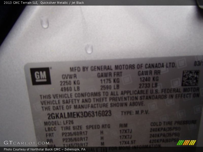 Quicksilver Metallic / Jet Black 2013 GMC Terrain SLE