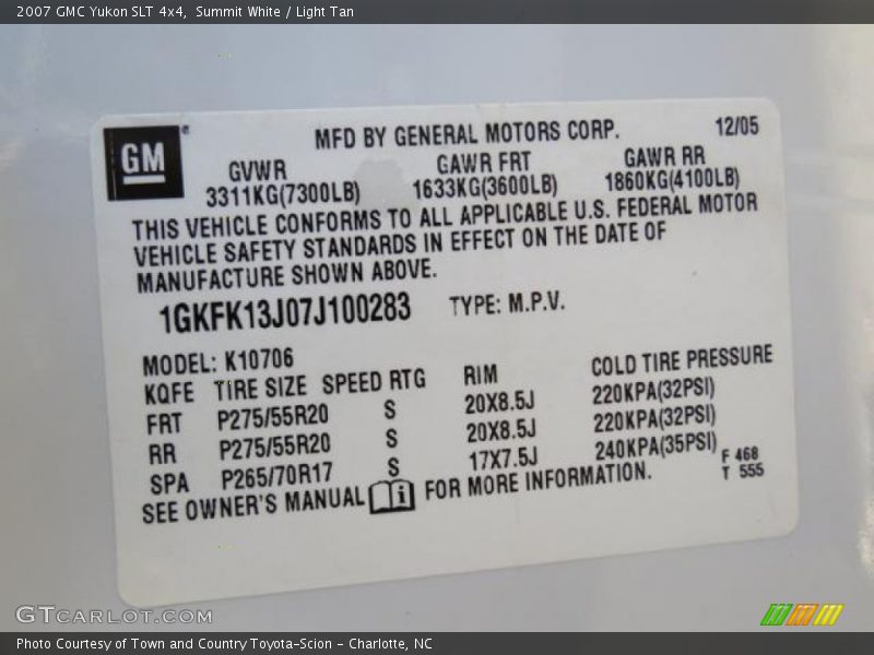 Summit White / Light Tan 2007 GMC Yukon SLT 4x4