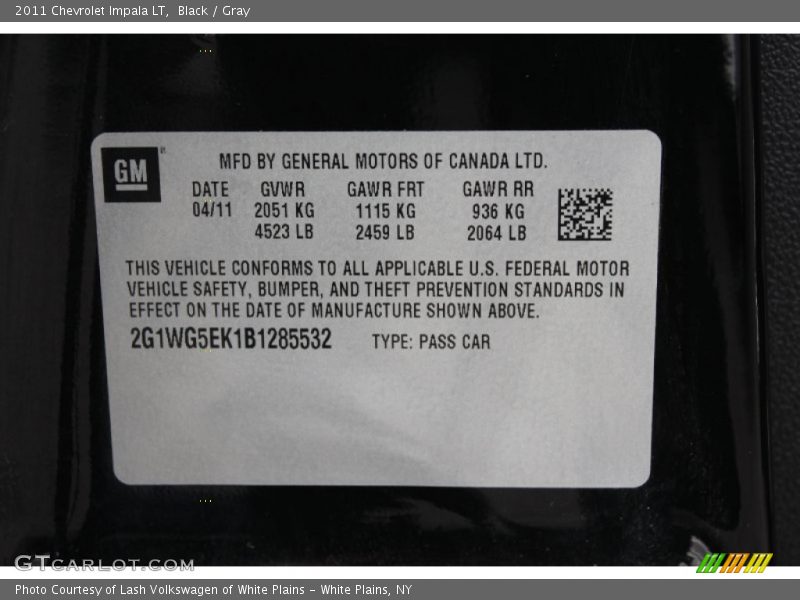 Black / Gray 2011 Chevrolet Impala LT