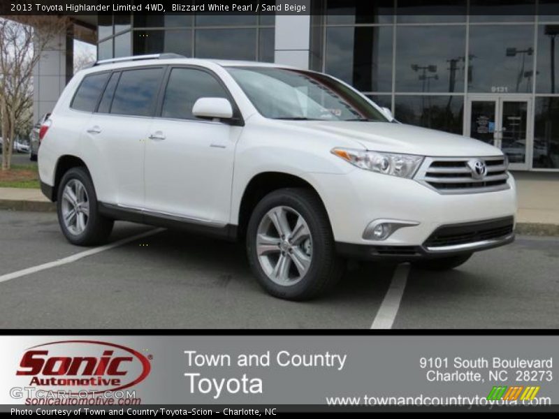 Blizzard White Pearl / Sand Beige 2013 Toyota Highlander Limited 4WD