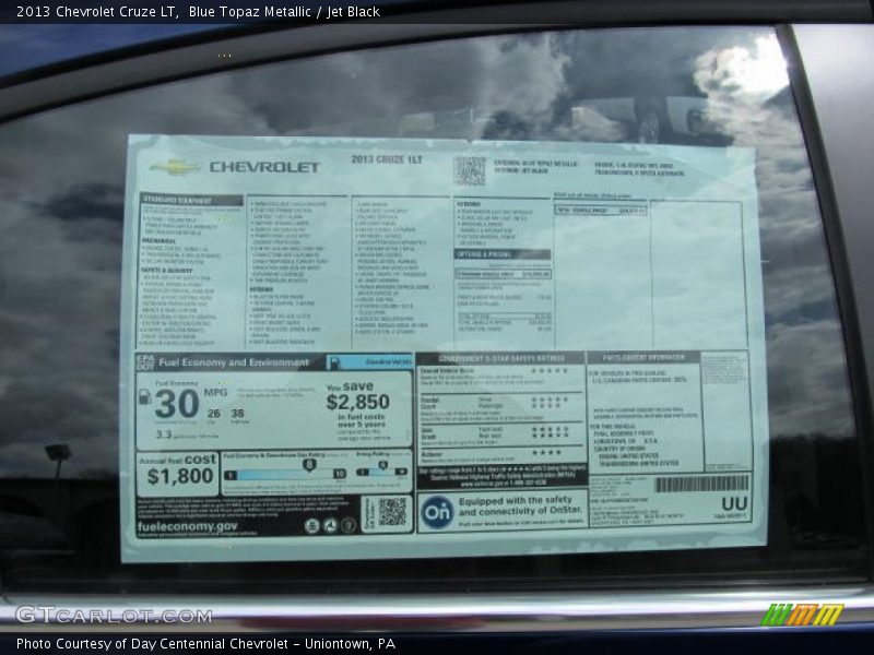 Blue Topaz Metallic / Jet Black 2013 Chevrolet Cruze LT