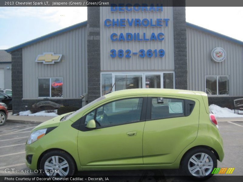 Jalapeno (Green) / Green/Green 2013 Chevrolet Spark LT