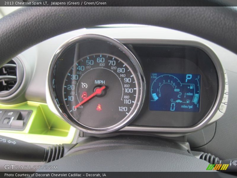 Jalapeno (Green) / Green/Green 2013 Chevrolet Spark LT
