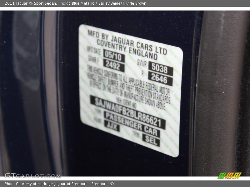 2011 XF Sport Sedan Indigo Blue Metallic Color Code JJX