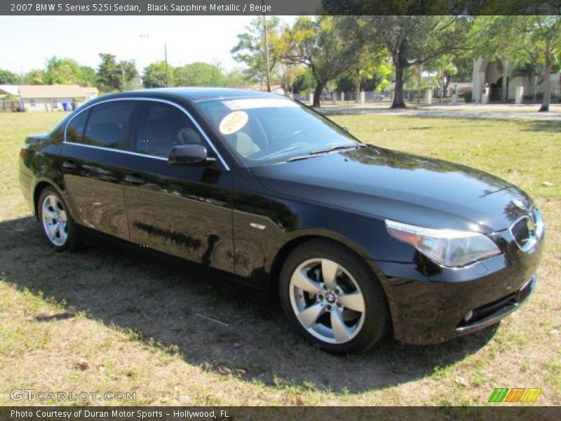 Black Sapphire Metallic / Beige 2007 BMW 5 Series 525i Sedan