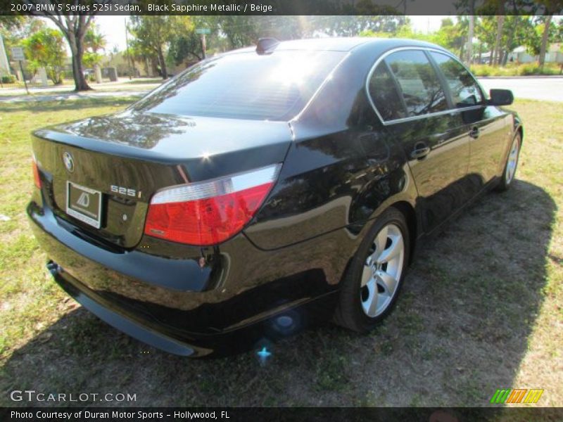 Black Sapphire Metallic / Beige 2007 BMW 5 Series 525i Sedan