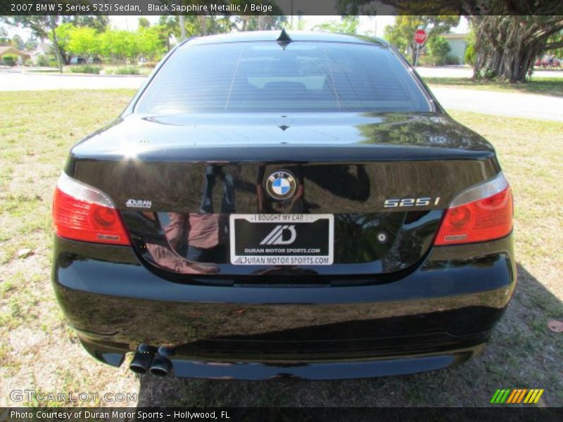 Black Sapphire Metallic / Beige 2007 BMW 5 Series 525i Sedan