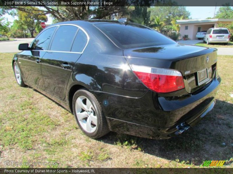 Black Sapphire Metallic / Beige 2007 BMW 5 Series 525i Sedan