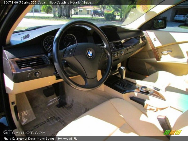 Black Sapphire Metallic / Beige 2007 BMW 5 Series 525i Sedan