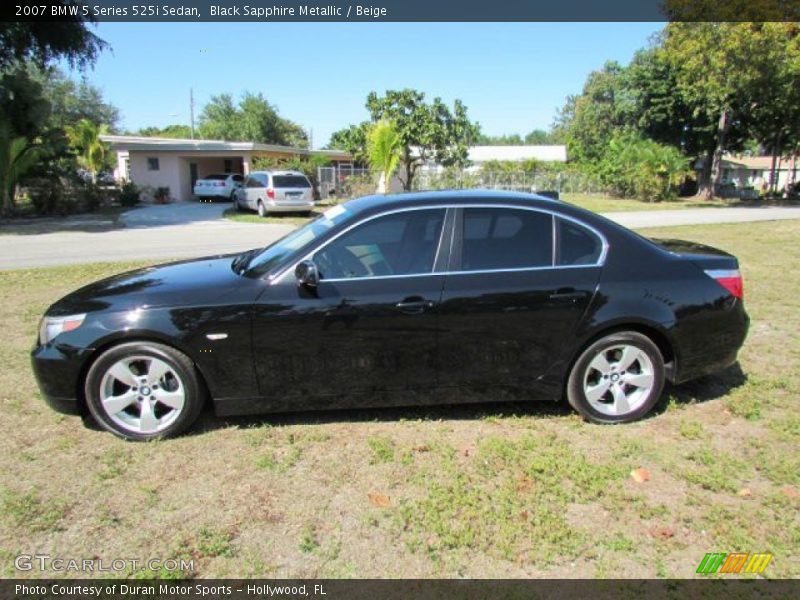 Black Sapphire Metallic / Beige 2007 BMW 5 Series 525i Sedan