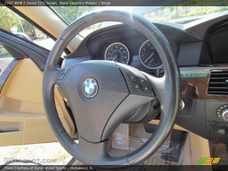 Black Sapphire Metallic / Beige 2007 BMW 5 Series 525i Sedan