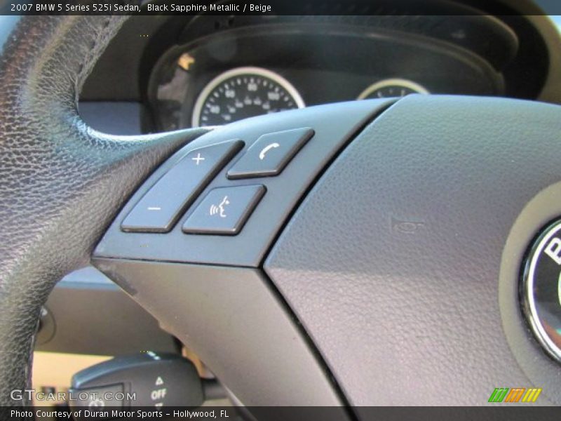 Black Sapphire Metallic / Beige 2007 BMW 5 Series 525i Sedan