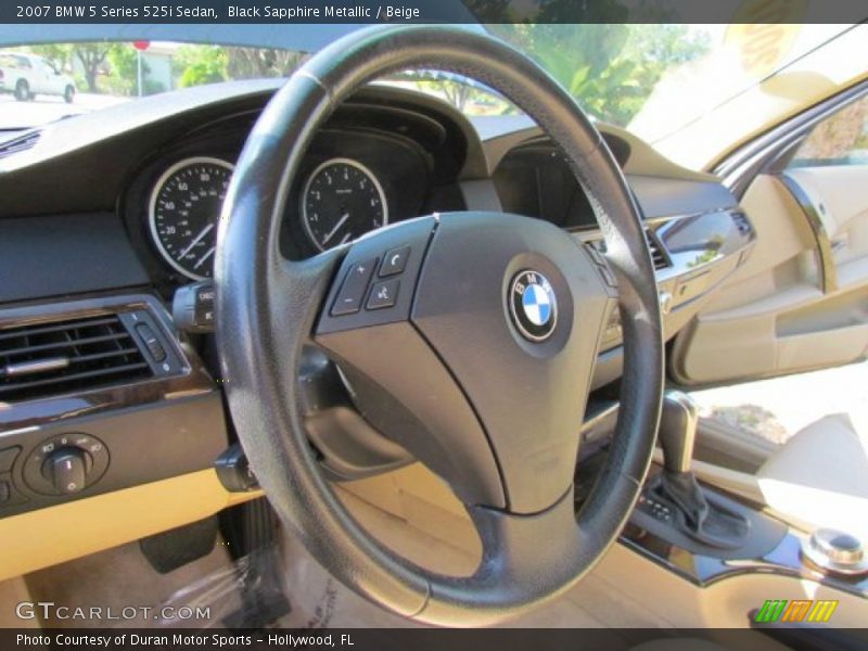 Black Sapphire Metallic / Beige 2007 BMW 5 Series 525i Sedan