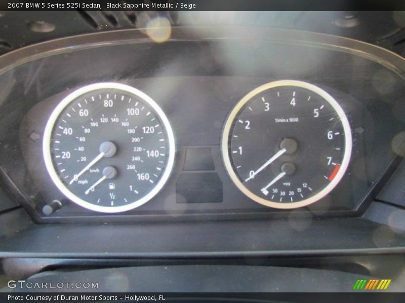 Black Sapphire Metallic / Beige 2007 BMW 5 Series 525i Sedan