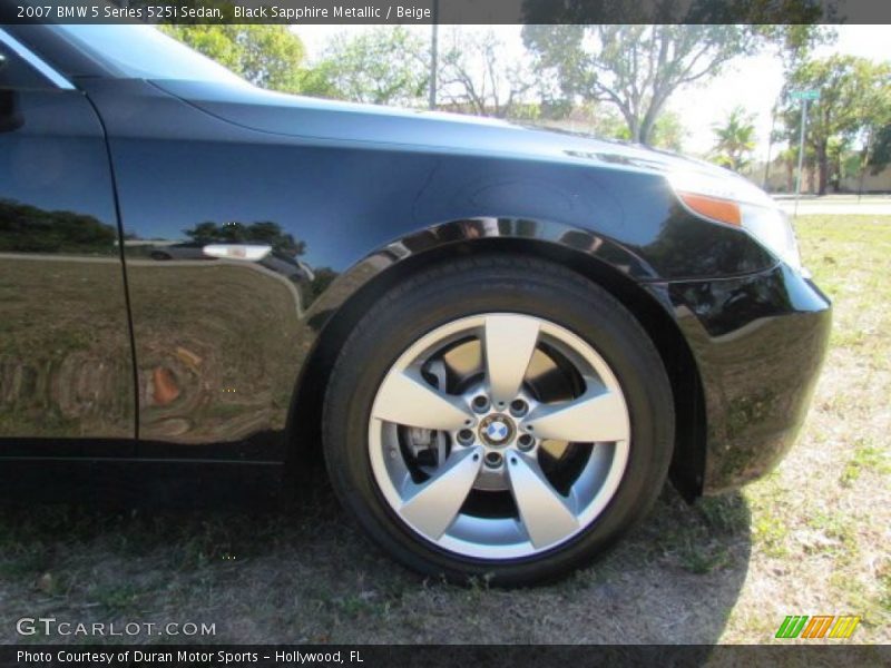 Black Sapphire Metallic / Beige 2007 BMW 5 Series 525i Sedan