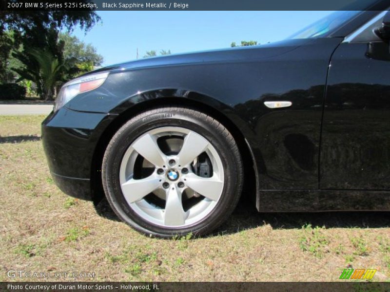 Black Sapphire Metallic / Beige 2007 BMW 5 Series 525i Sedan