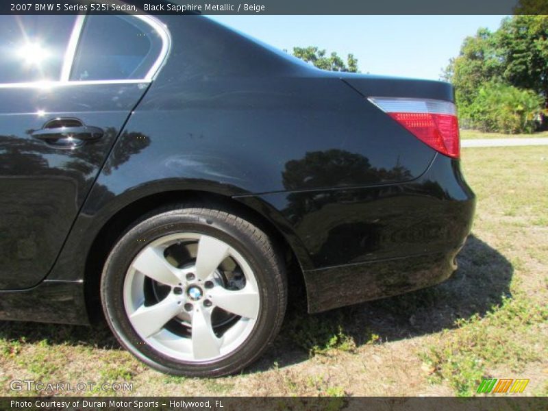 Black Sapphire Metallic / Beige 2007 BMW 5 Series 525i Sedan