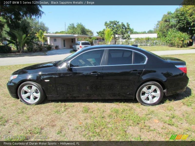 Black Sapphire Metallic / Beige 2007 BMW 5 Series 525i Sedan