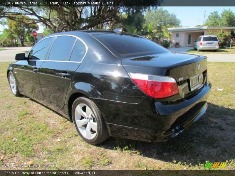 Black Sapphire Metallic / Beige 2007 BMW 5 Series 525i Sedan