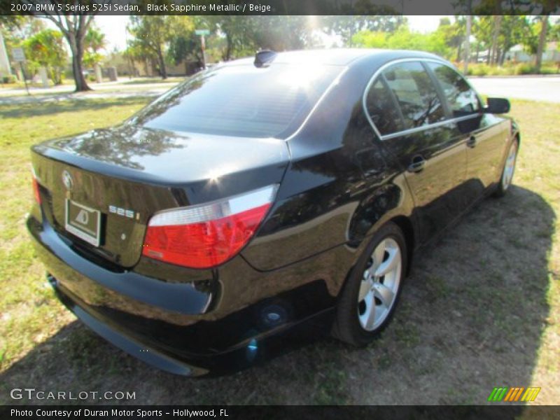 Black Sapphire Metallic / Beige 2007 BMW 5 Series 525i Sedan