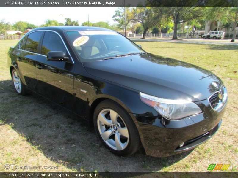 Black Sapphire Metallic / Beige 2007 BMW 5 Series 525i Sedan