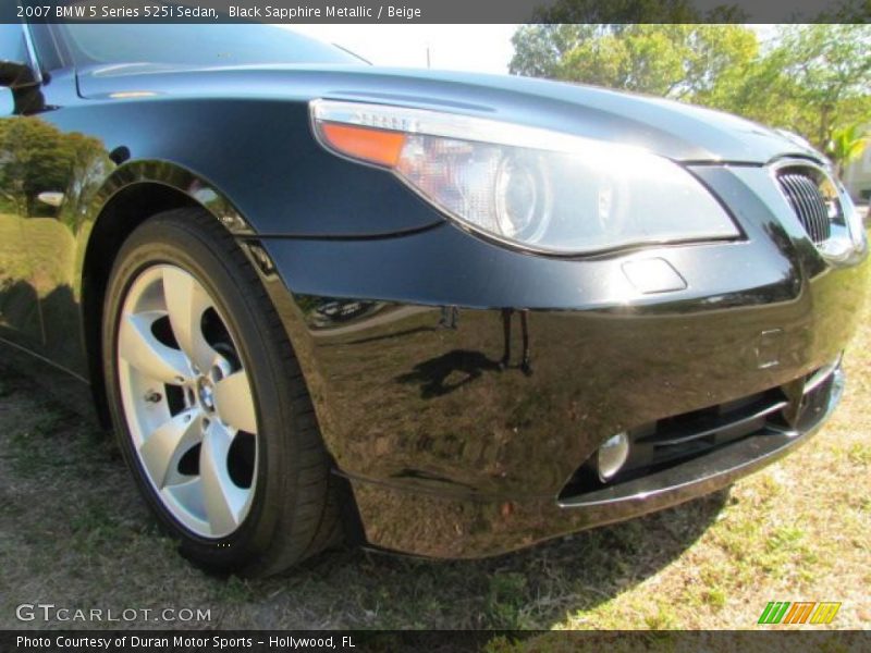 Black Sapphire Metallic / Beige 2007 BMW 5 Series 525i Sedan