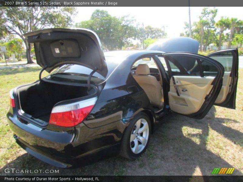 Black Sapphire Metallic / Beige 2007 BMW 5 Series 525i Sedan