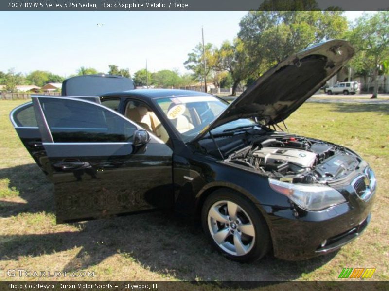 Black Sapphire Metallic / Beige 2007 BMW 5 Series 525i Sedan