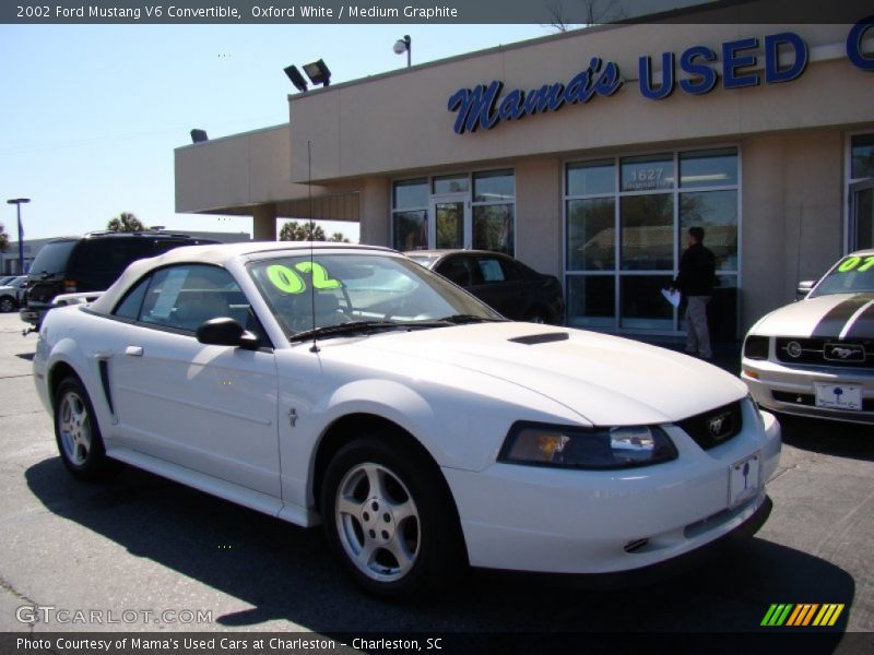 Oxford White / Medium Graphite 2002 Ford Mustang V6 Convertible