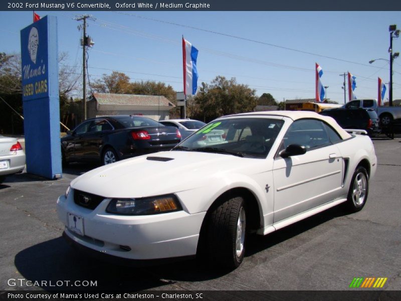 Oxford White / Medium Graphite 2002 Ford Mustang V6 Convertible