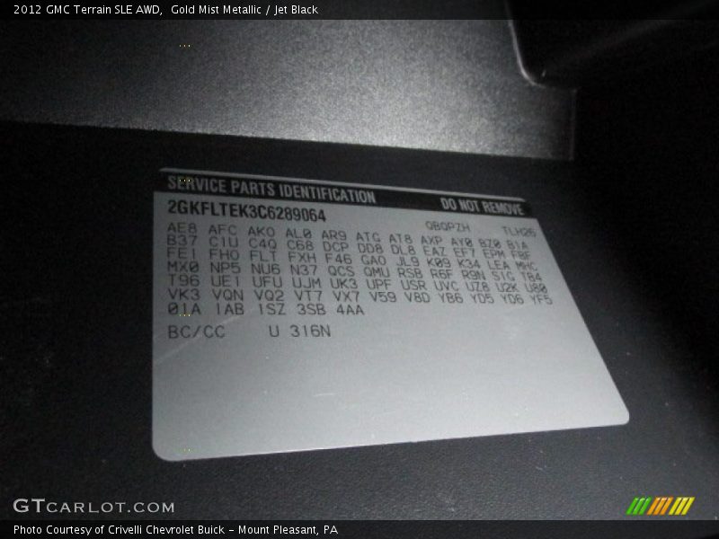Gold Mist Metallic / Jet Black 2012 GMC Terrain SLE AWD