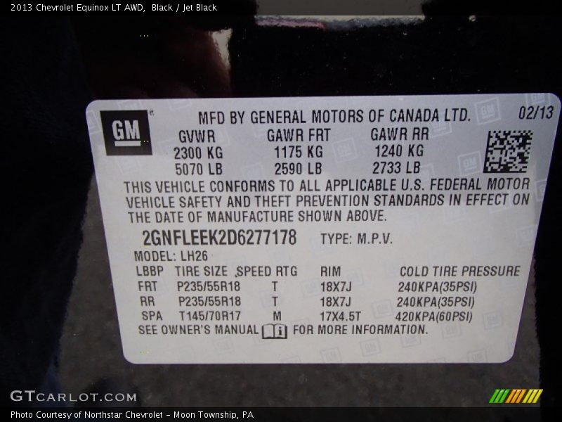 Black / Jet Black 2013 Chevrolet Equinox LT AWD