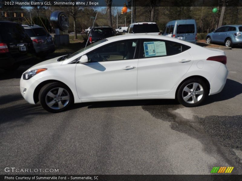 Shimmering White / Beige 2012 Hyundai Elantra GLS